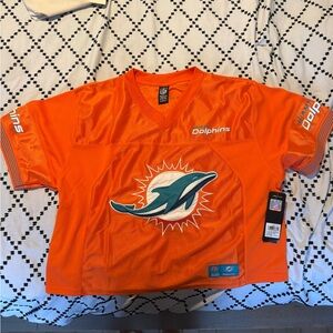 NFL Orange Miami Dolphins Crop Mesh Jersey with Tag